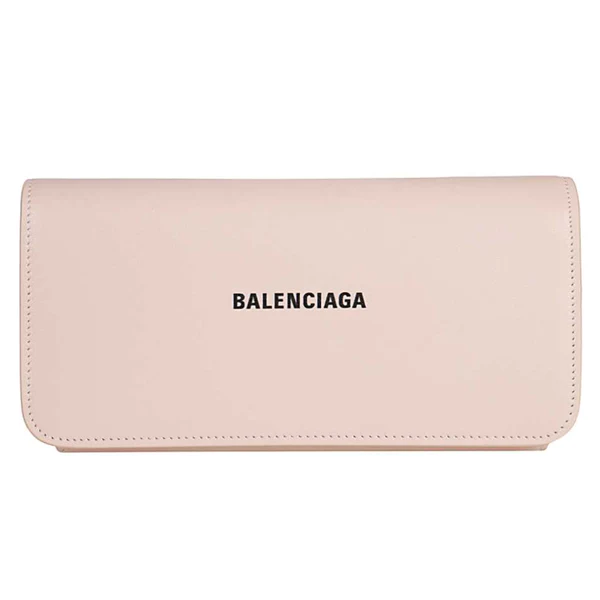 NEW Balenciaga Pink Printed Logo Leather Long Wallet Clutch Bag Card Case — view 2