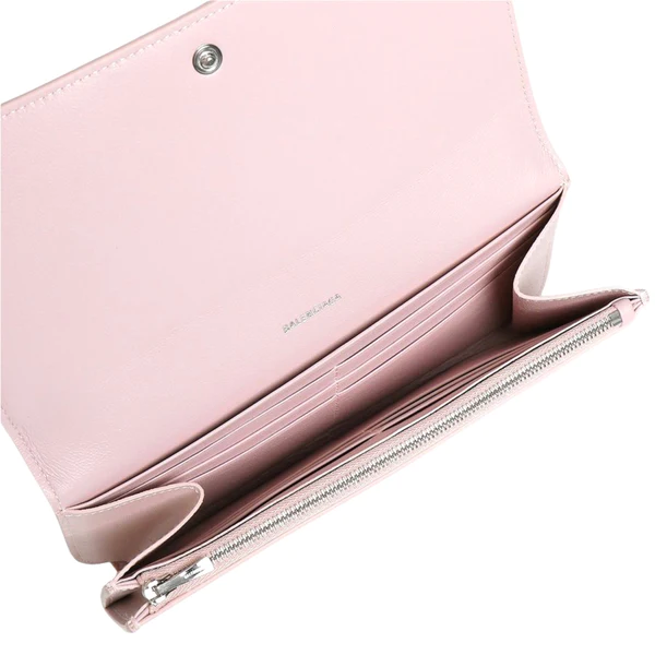 NEW Balenciaga Pink Printed Logo Leather Long Wallet Clutch Bag Card Case — view 5