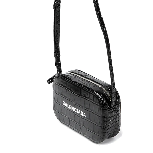 NEW Balenciaga Black Everyday XS Crocodile Skin Embossed Leather Shoulder Bag — view 3