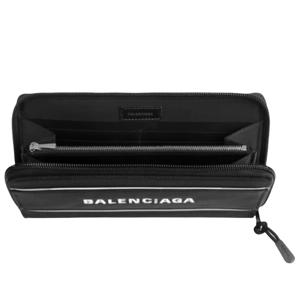 NEW Balenciaga Black Printed Logo Zip Around Clutch Crossbody Bag — view 3