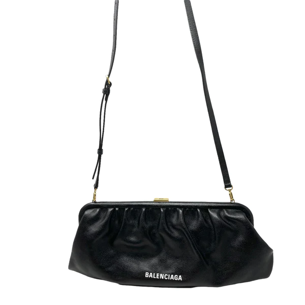 NEW Balenciaga Black Cloud XL Leather Clutch Crossbody Bag — view 2