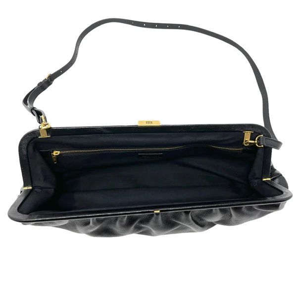 NEW Balenciaga Black Cloud XL Leather Clutch Crossbody Bag — view 3