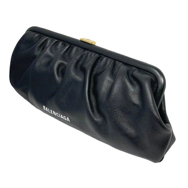 NEW Balenciaga Black Cloud XL Leather Clutch Crossbody Bag — view 4