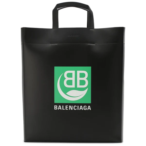 NEW Balenciaga Black BB Market Rectangular Logo Leather Tote Shoulder Bag — view 3