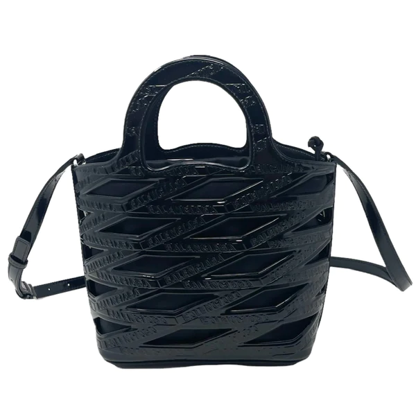 NEW Balenciaga Black Small Neo Basket Embossed Logo Leather Handbag Satchel Crossbody Bag