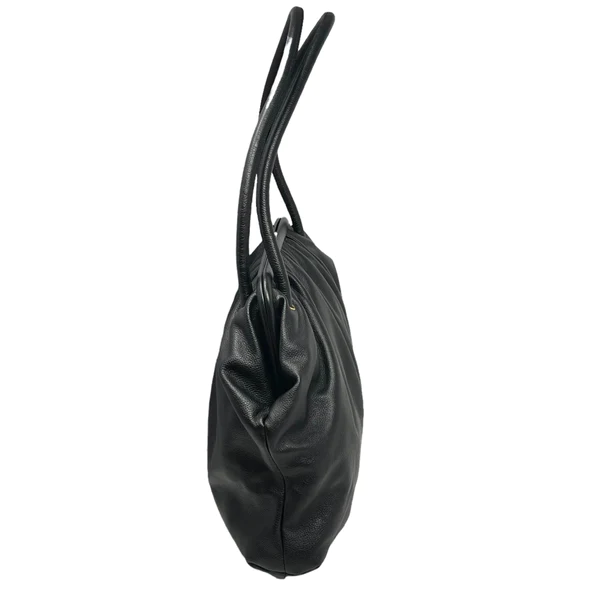 NEW Balenciaga Black Printed Logo Leather Shoulder Bag — view 3