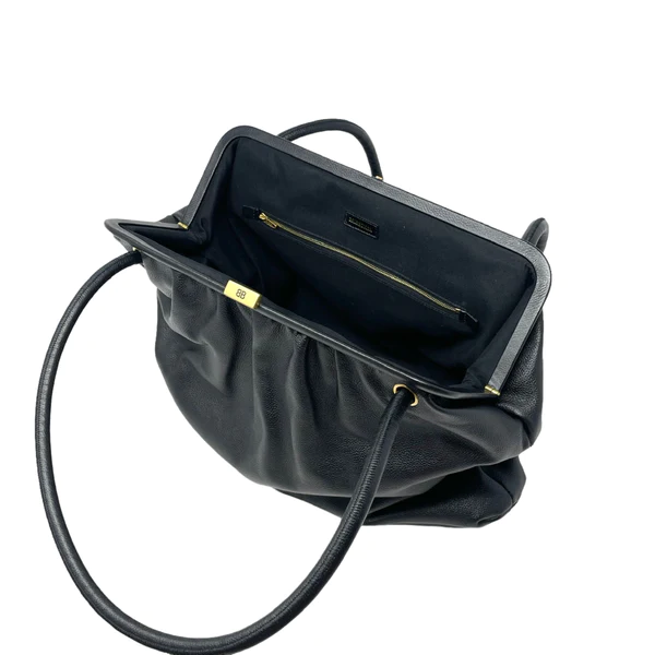 NEW Balenciaga Black Printed Logo Leather Shoulder Bag — view 4