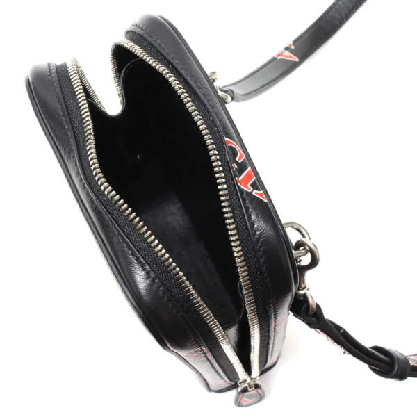 NEW Balenciaga Black Printed Logo Leather Phone Holder Crossbody Bag — view 3