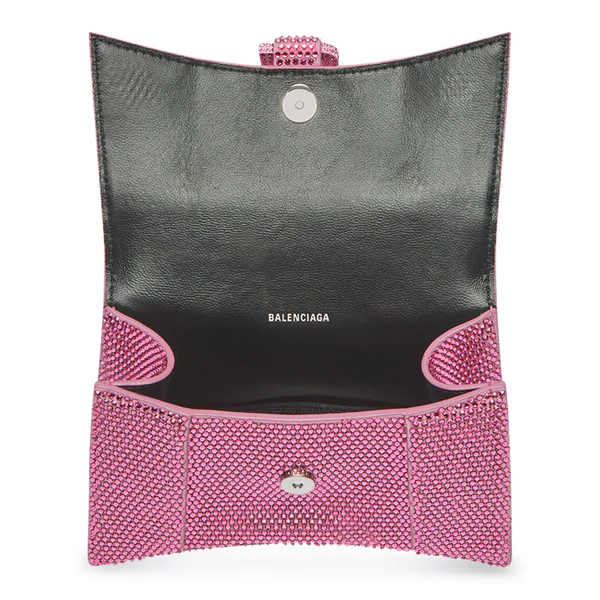 NEW Balenciaga Pink Hourglass XS Suede Leather Rhinestones Crossbody Shoulder Bag — view 4