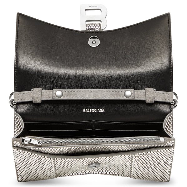 NEW Balenciaga Silver Hourglass Suede Leather Rhinestone Crossbody Shoulder Bag — view 4