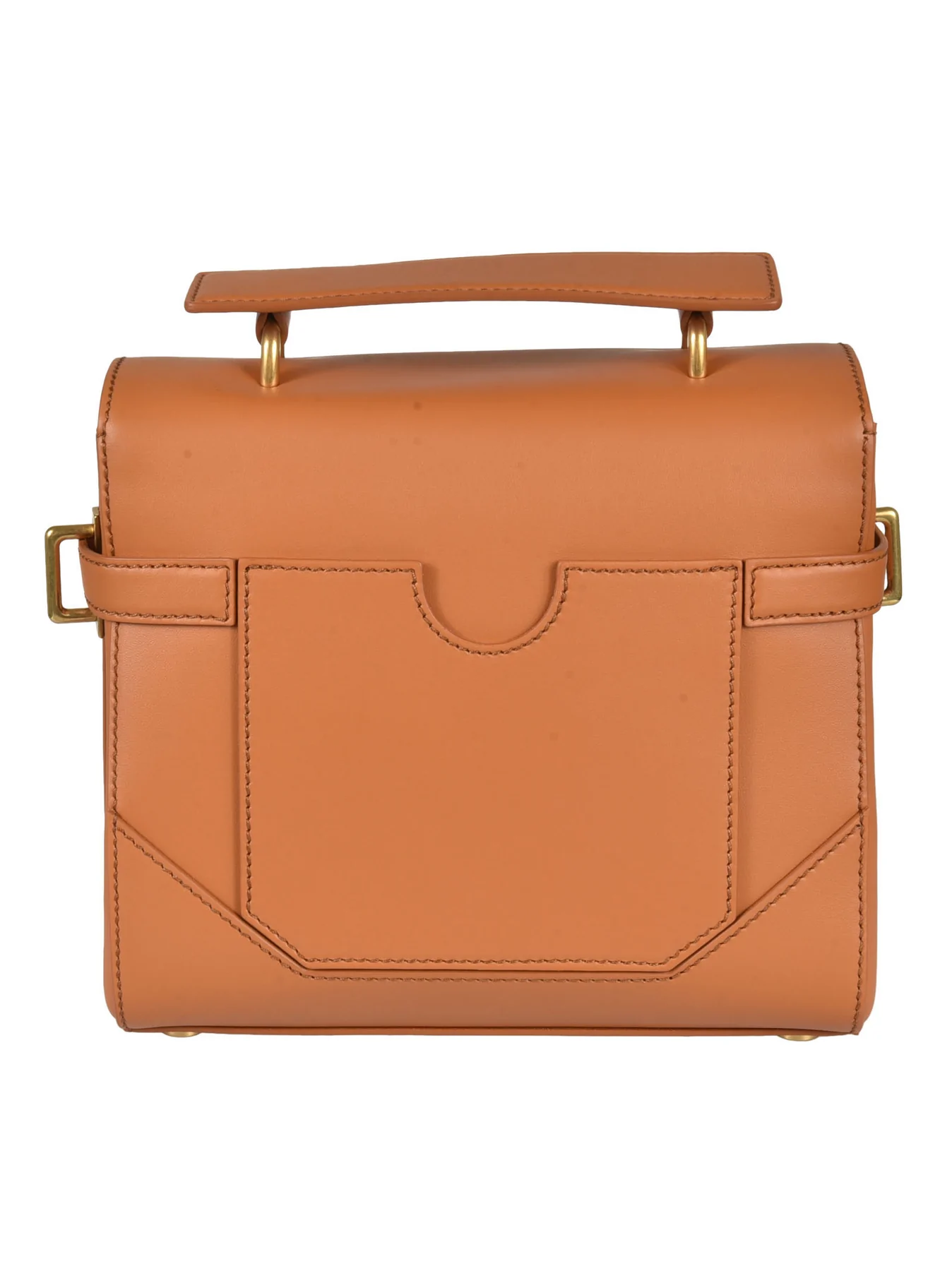 Caramel browncalf leather logo-plaque handbag — view 2