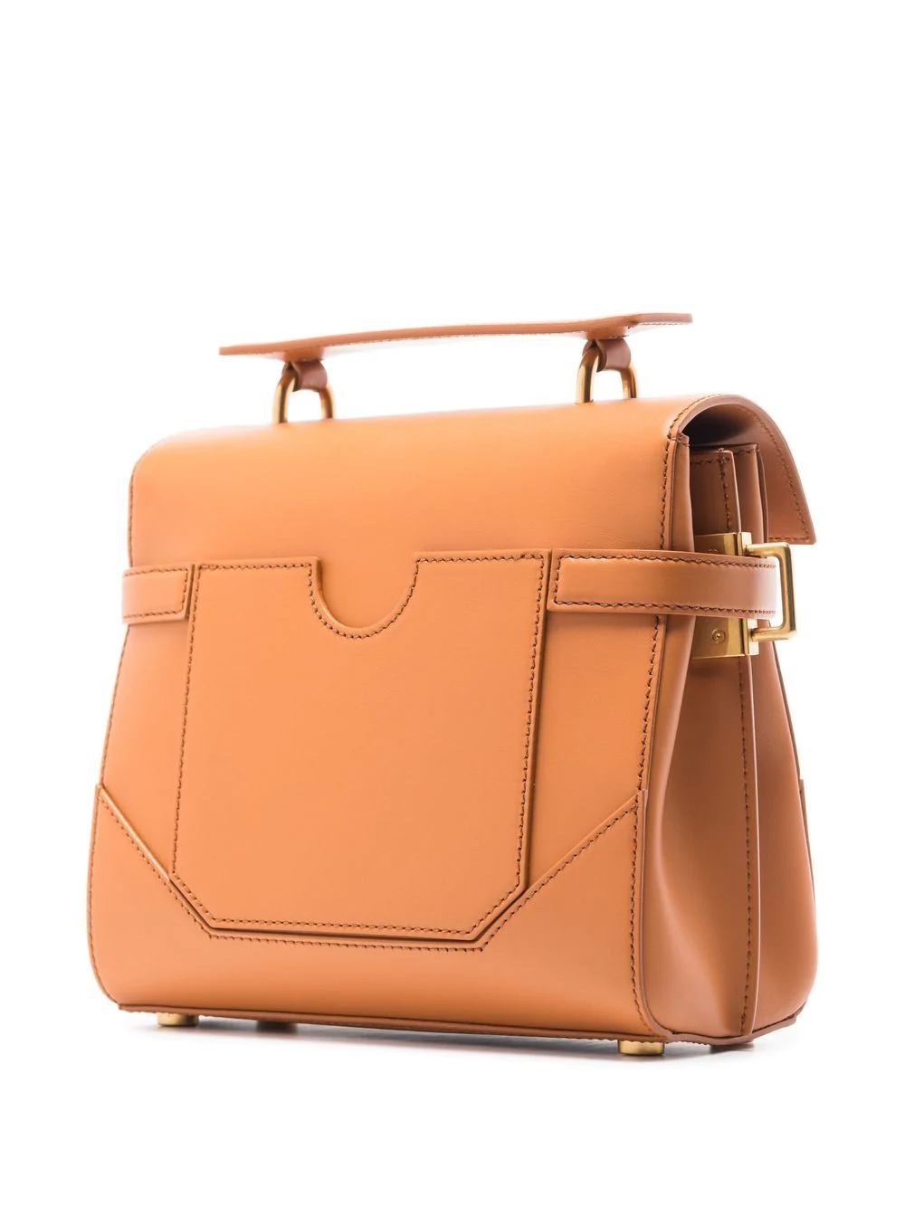 Caramel browncalf leather logo-plaque handbag — view 4