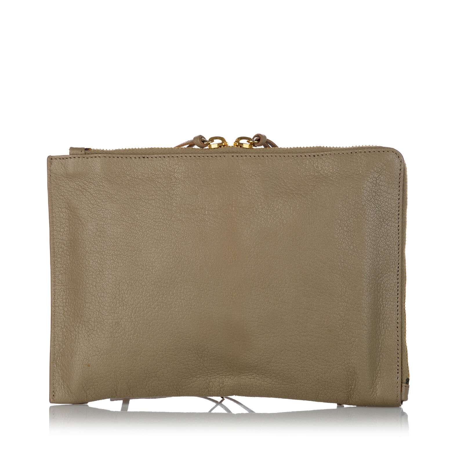 Balenciaga Motocross Giant Arena Brown Beige Calf Leather Clutch Bag — view 2