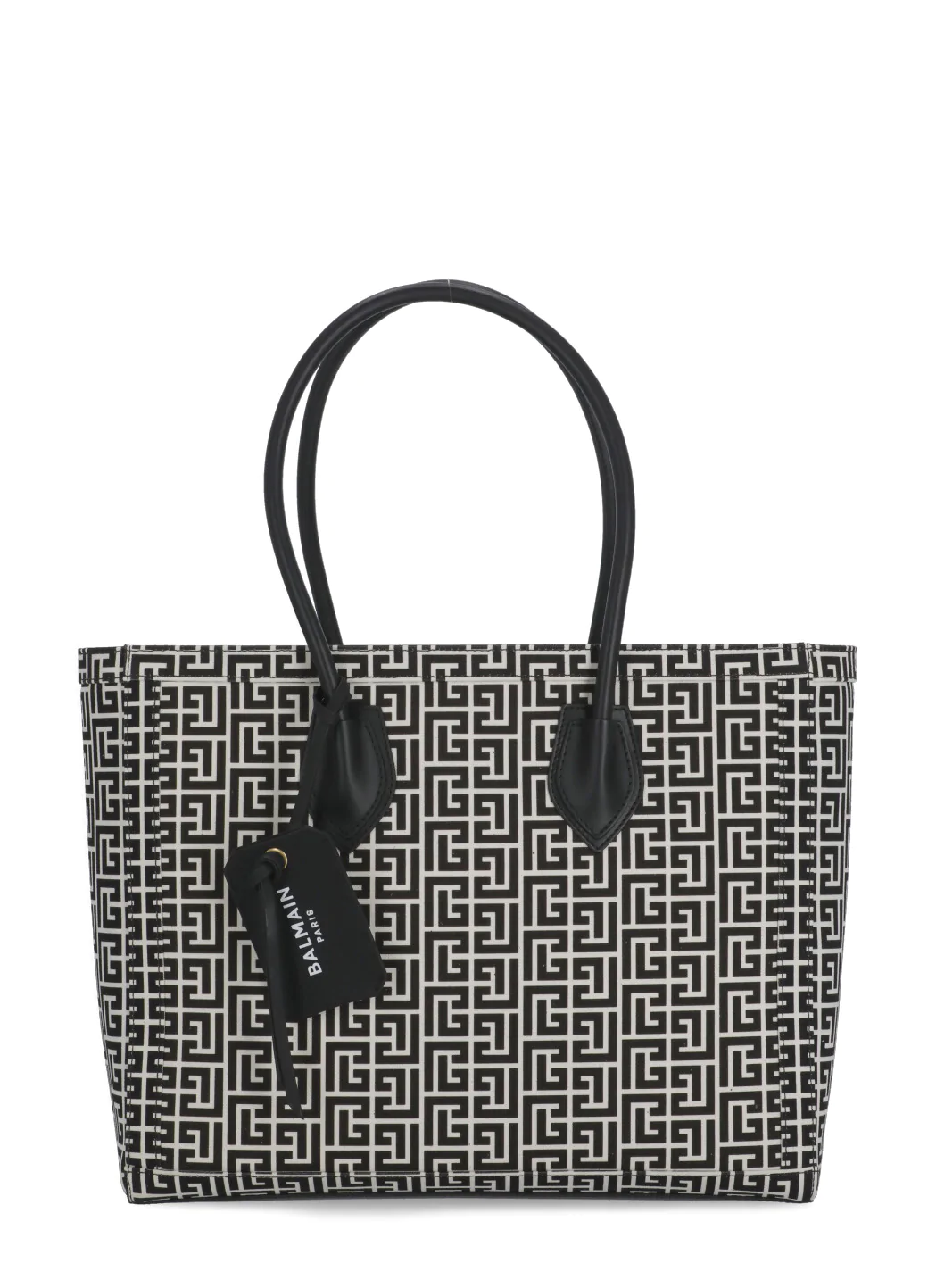 Black & White Balmain Cotton & Leather Bag — view 3