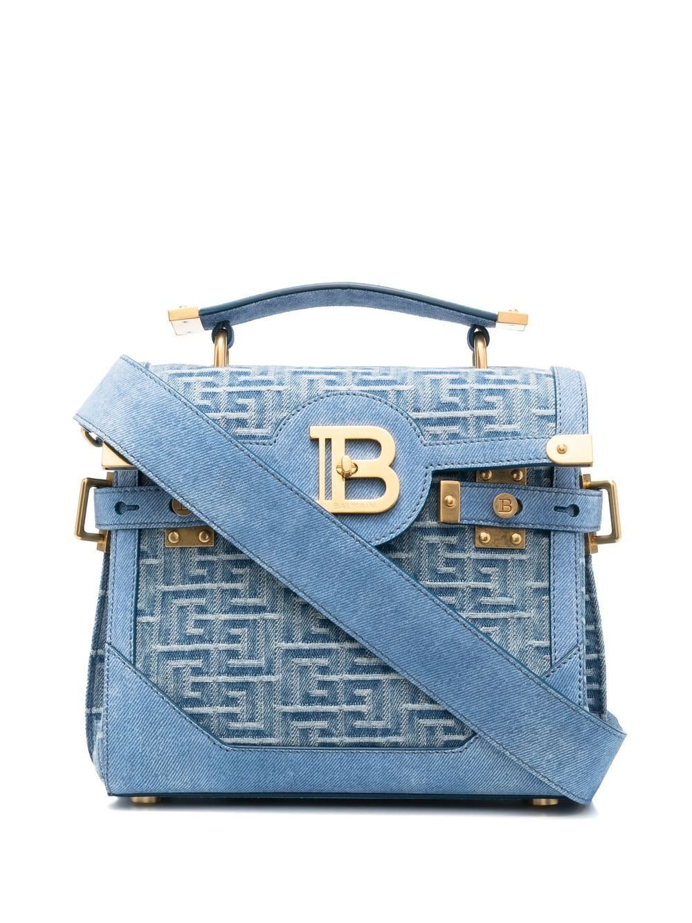 Balmain Monogram-Jacquard Denim Tote Bag