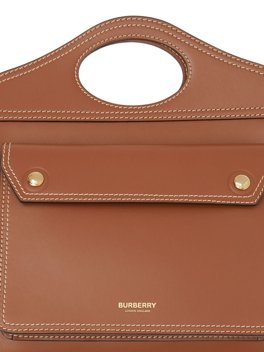 Burberry Mini Topstitch Detail Leather Pocket Bag — view 4