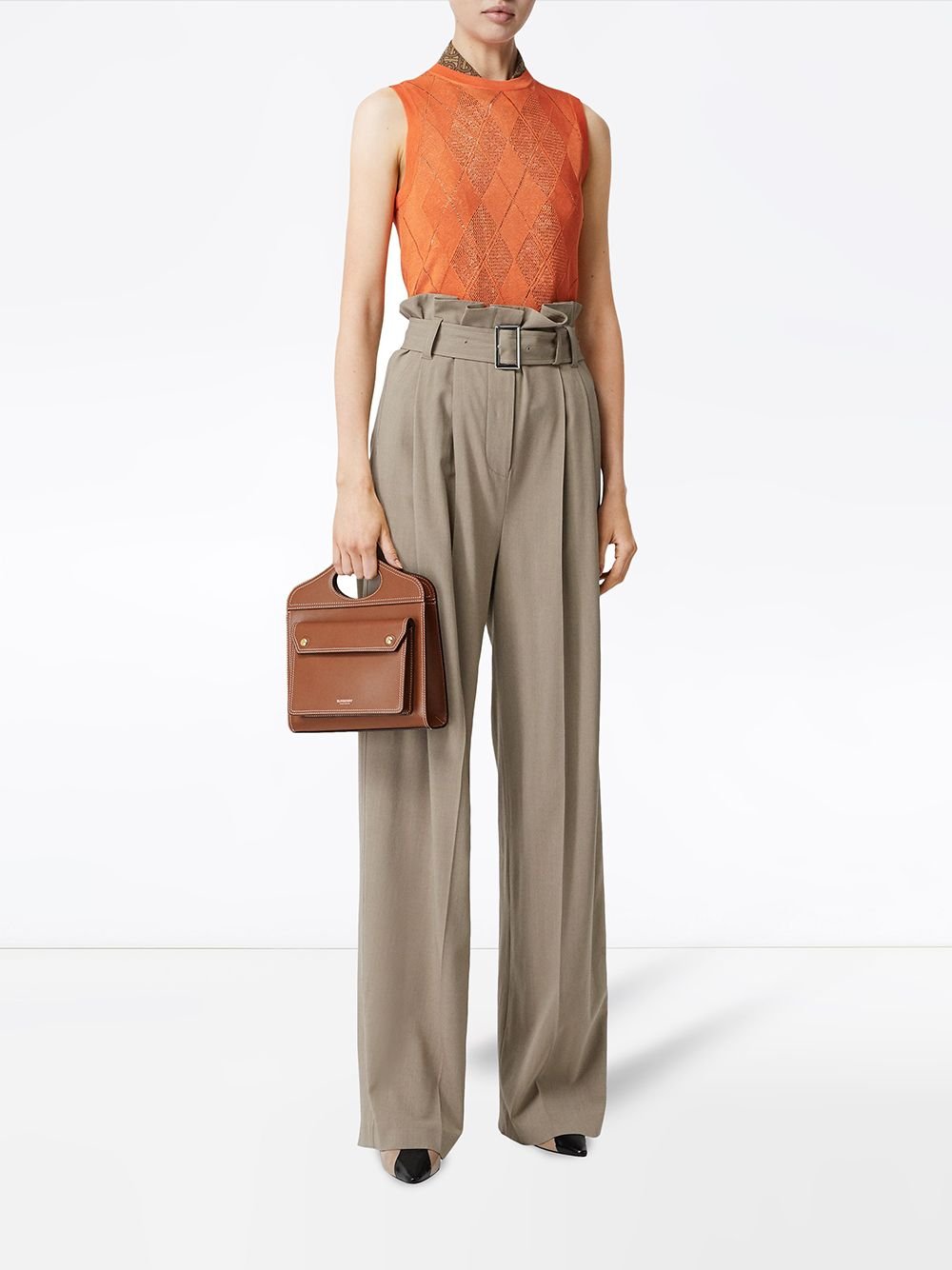 Burberry Mini Topstitch Detail Leather Pocket Bag — view 5