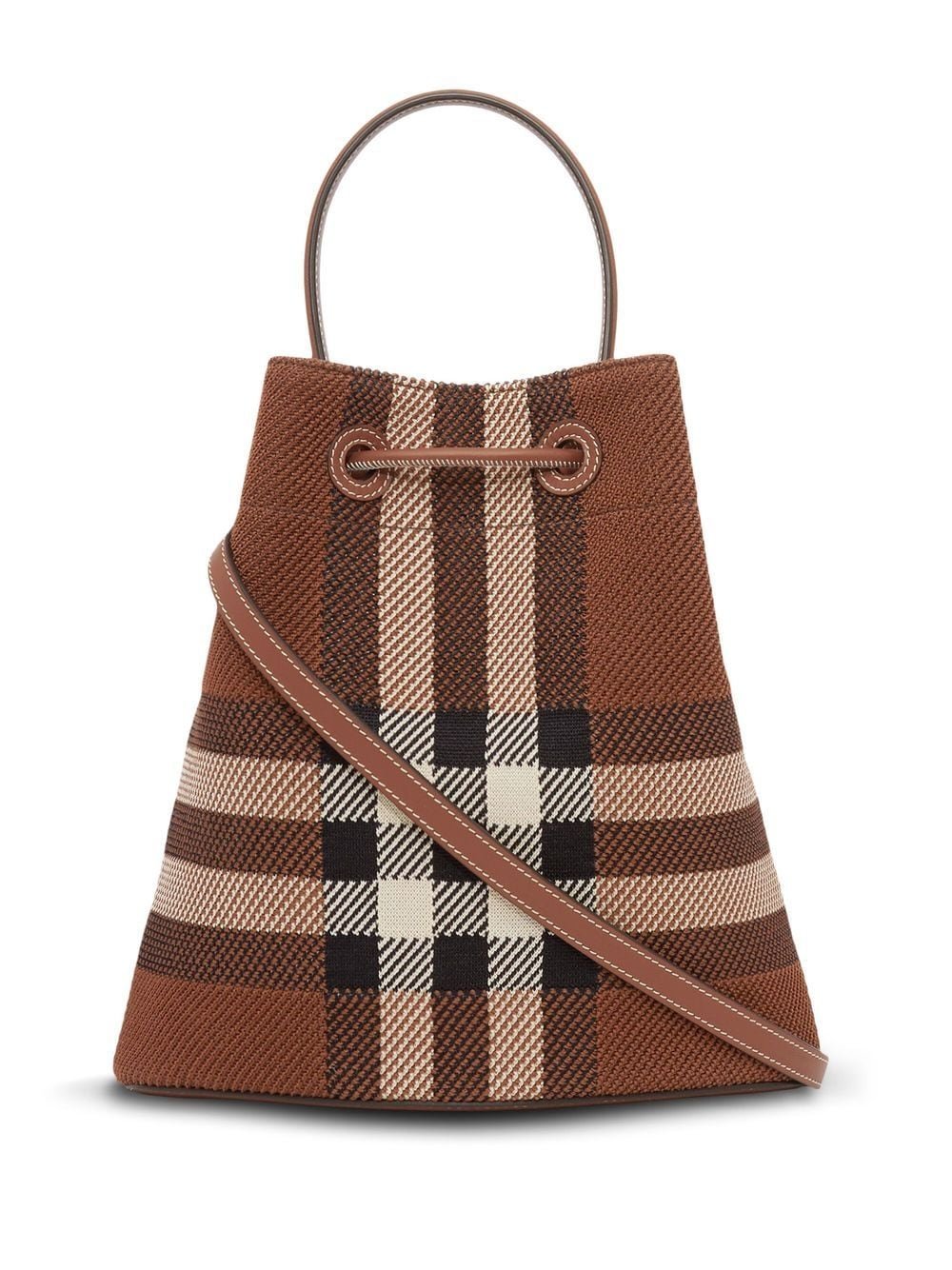 Burberry TB checked knitted bucket bag — view 2