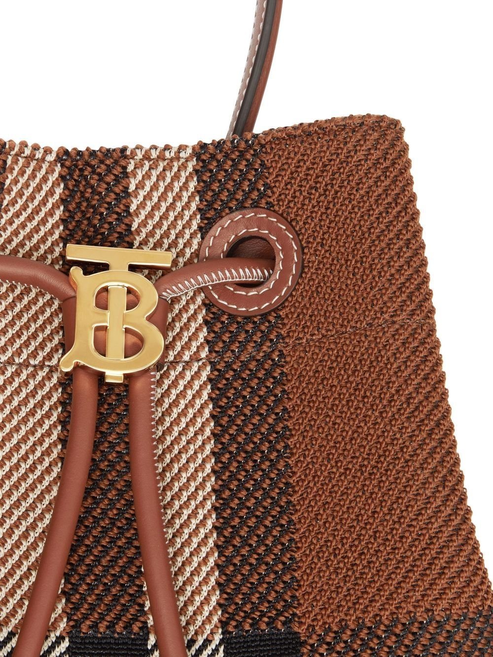 Burberry TB checked knitted bucket bag — view 3