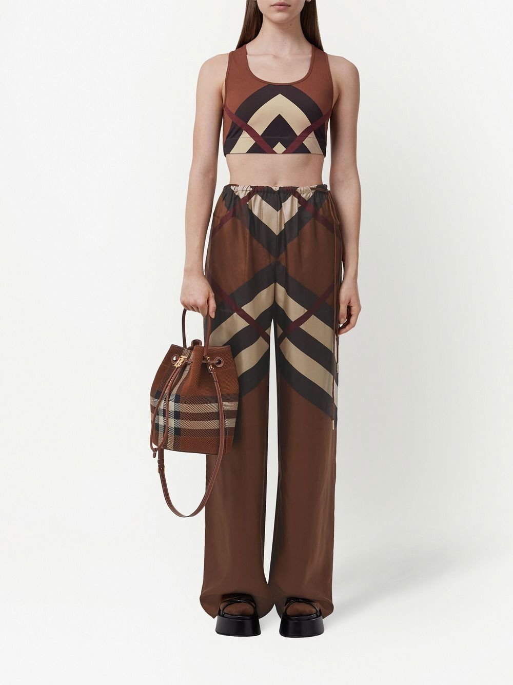 Burberry TB checked knitted bucket bag — view 4