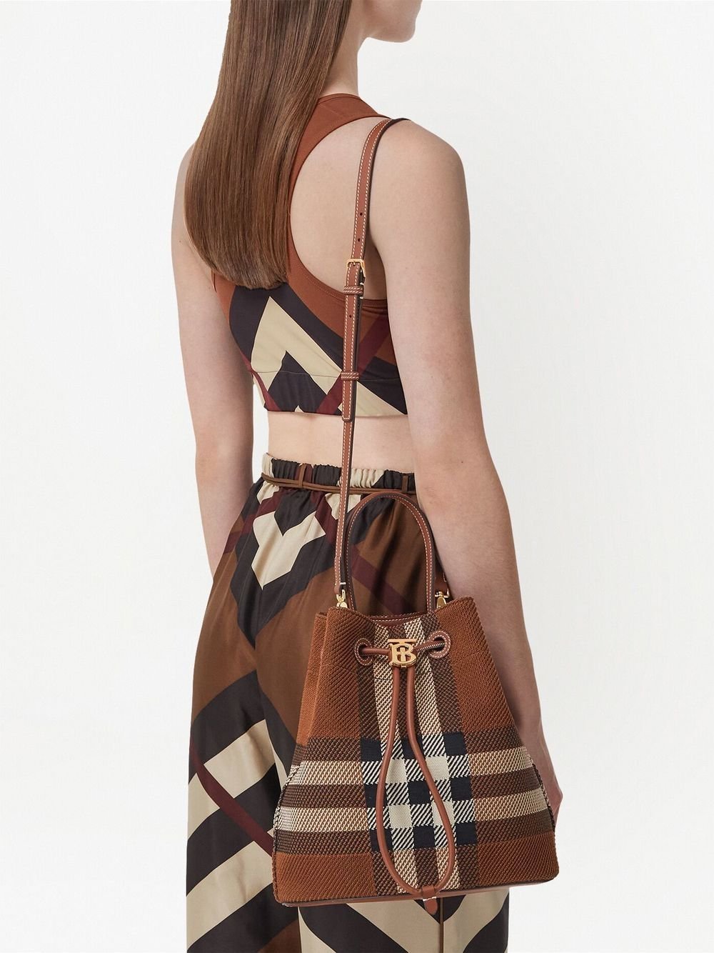 Burberry TB checked knitted bucket bag — view 5