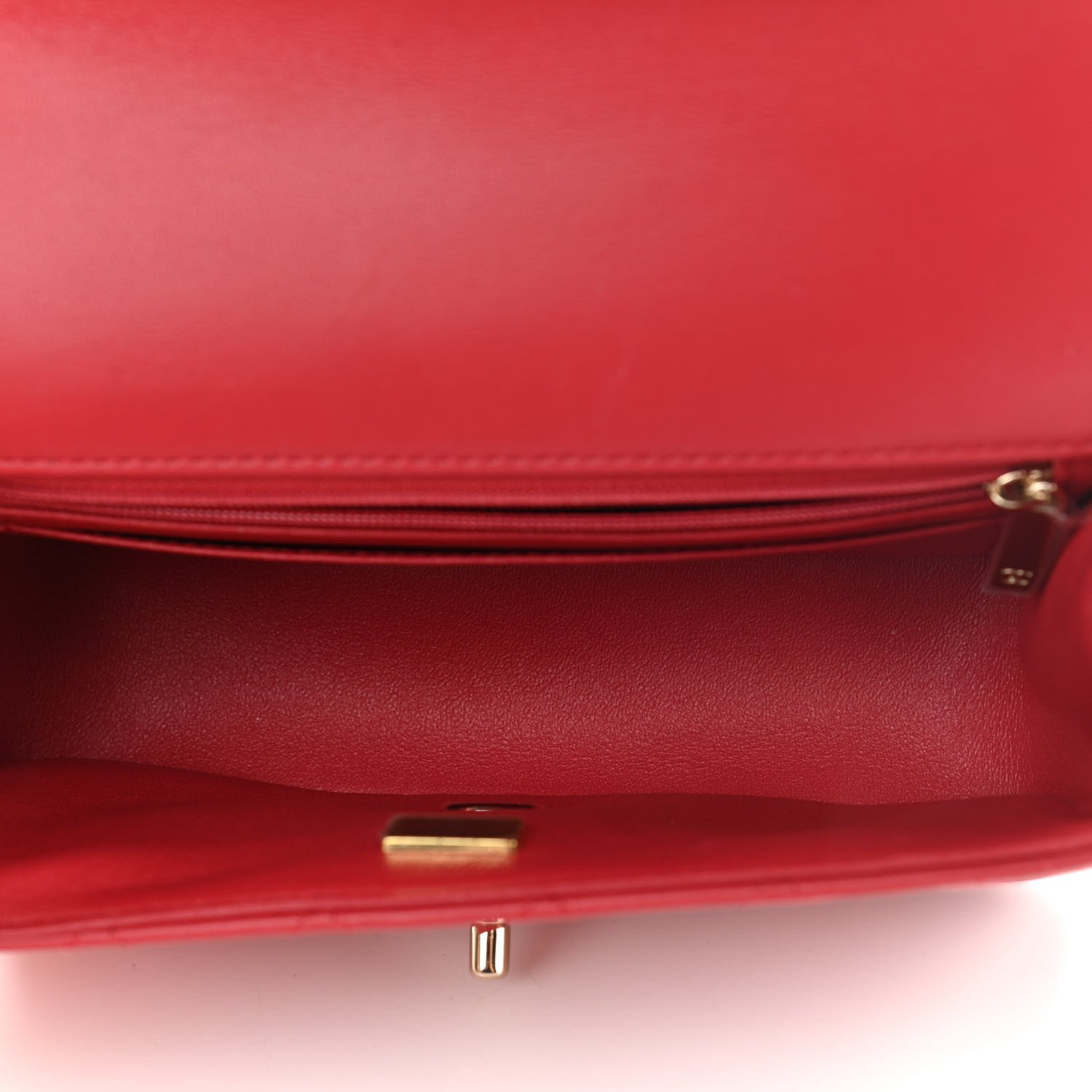 Chanel Lambskin Quilted Mini Top Handle Rectangular Flap Red — view 5
