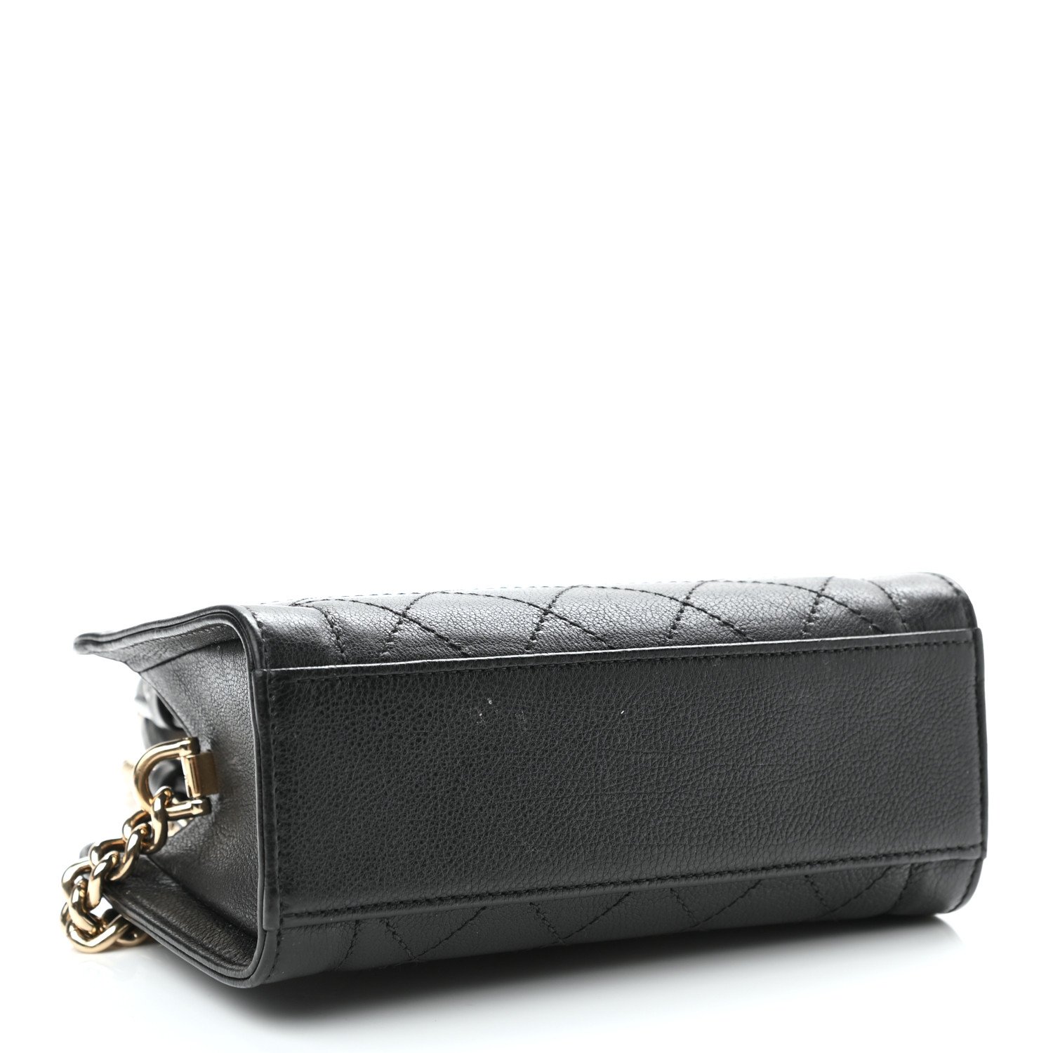 Chanel Grained Calfskin Stitched Mini Label Click Shopper Tote Black — view 2