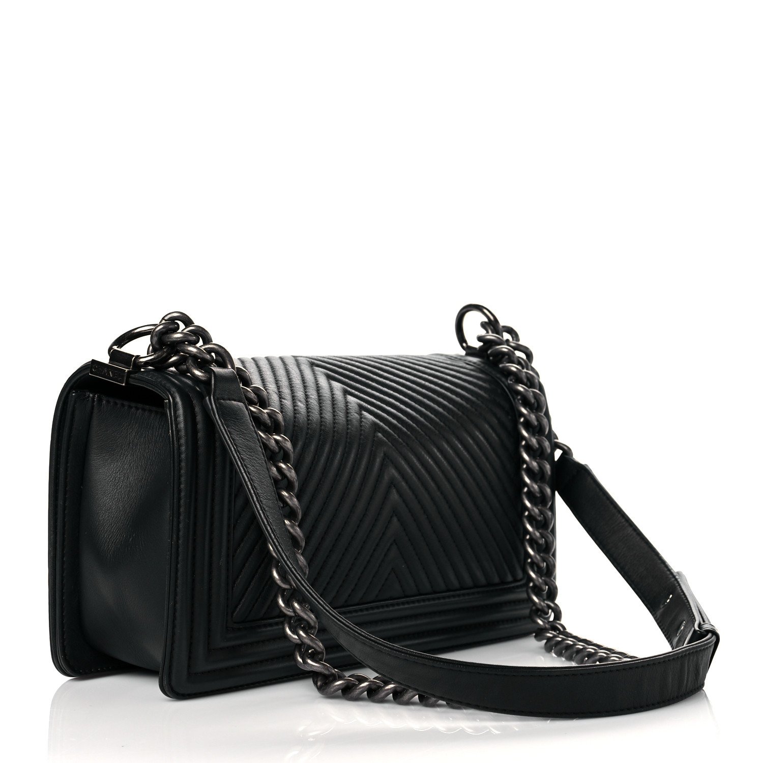Chanel Lambskin Chevron Quilted Medium Boy Flap Black — view 2