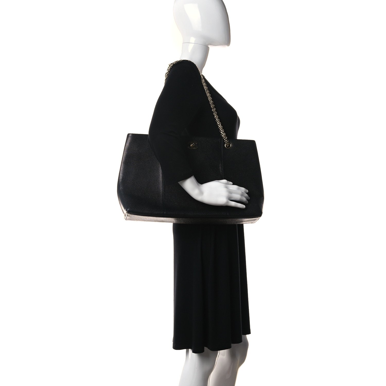 Chanel Caviar CC Shopping Tote Black — view 5