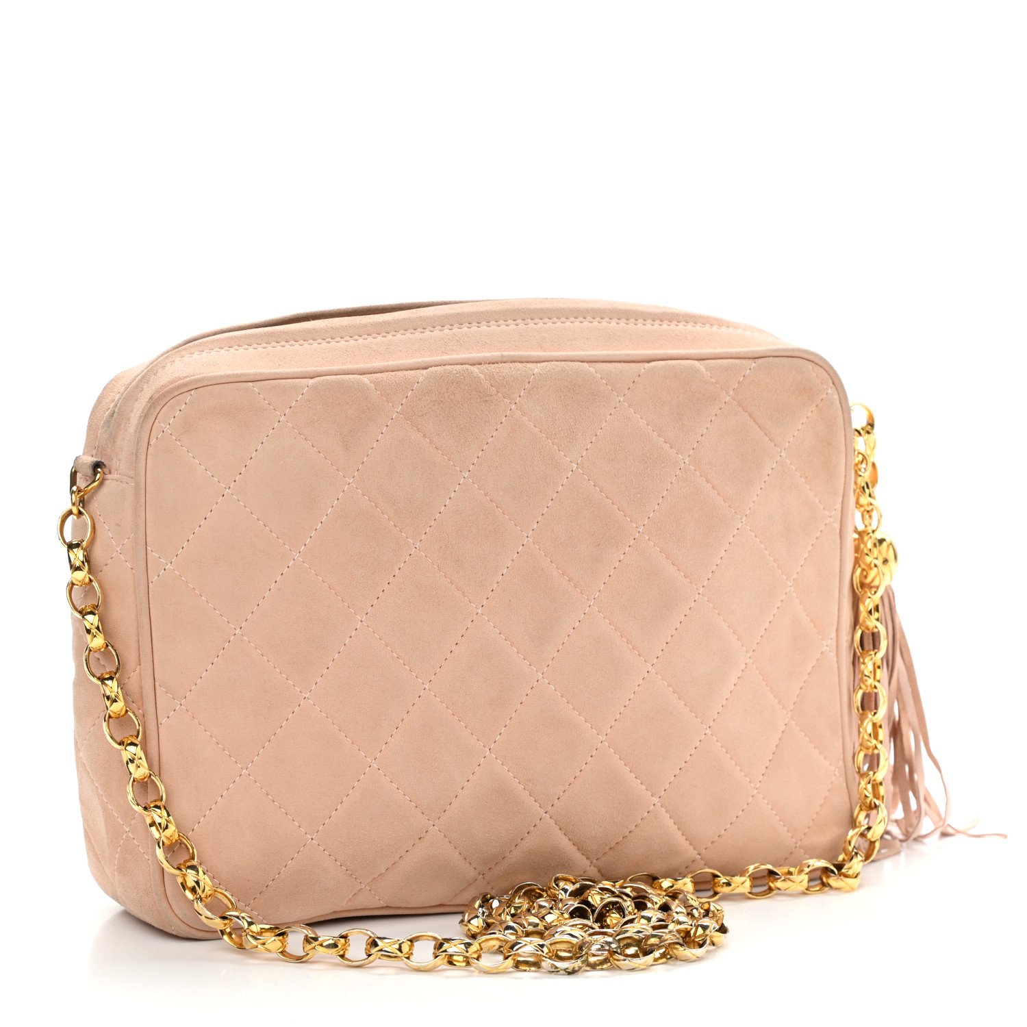 Chanel Suede Quilted CC Tassel Camera Case Pink — view 2
