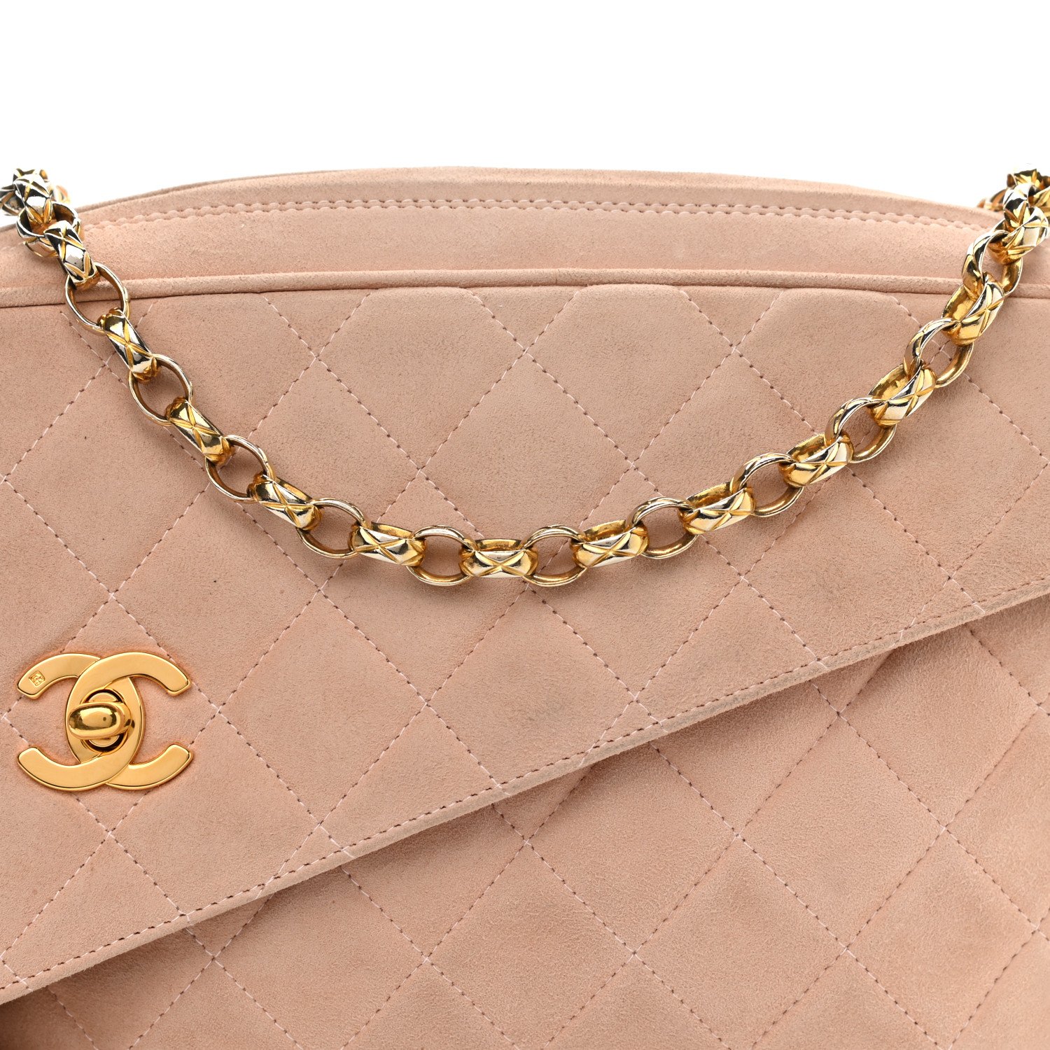 Chanel Suede Quilted CC Tassel Camera Case Pink — view 4