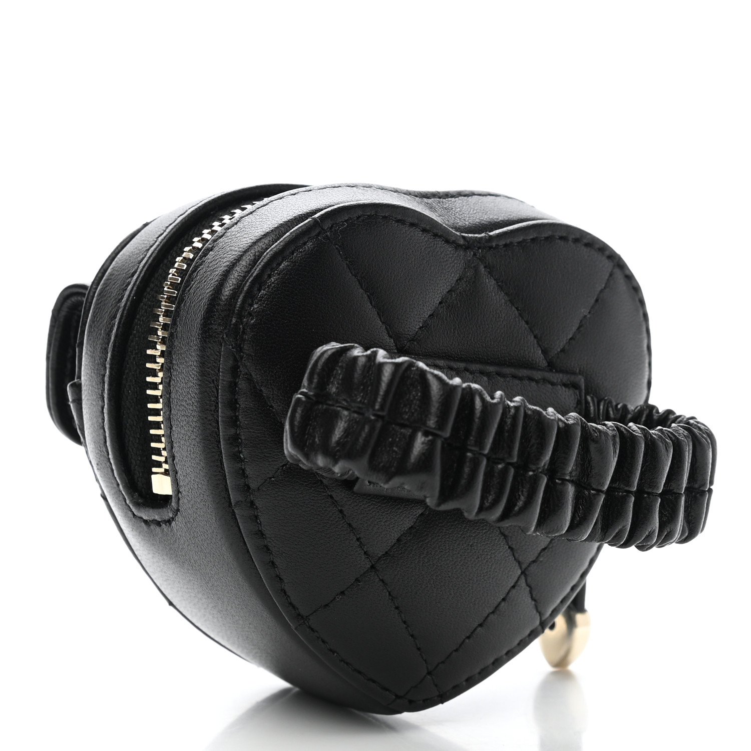 Chanel Lambskin Quilted CC In Love Heart Zipped Arm Coin Purse Black — view 4