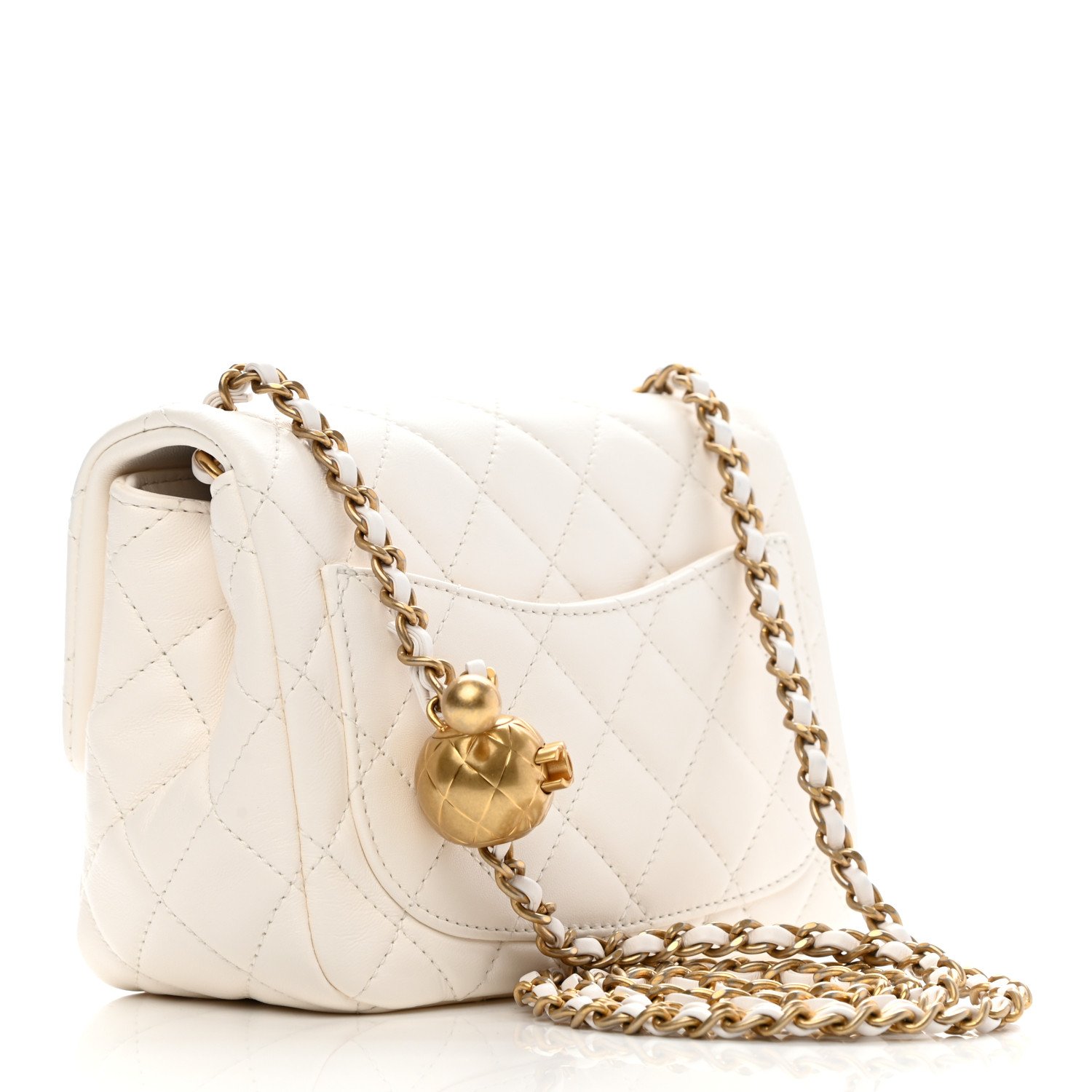 Chanel Lambskin Quilted CC Pearl Crush Mini Flap White — view 2