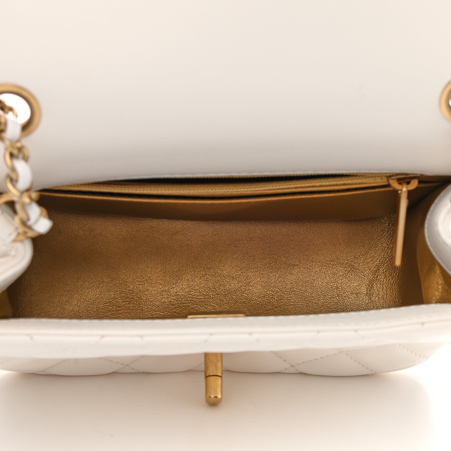 Chanel Lambskin Quilted CC Pearl Crush Mini Flap White — view 4