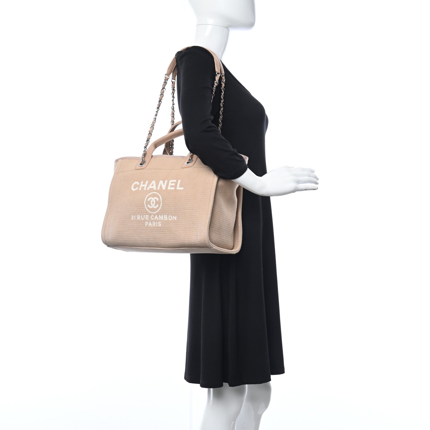 Chanel Mixed Fibers Small Deauville Tote Beige — view 5