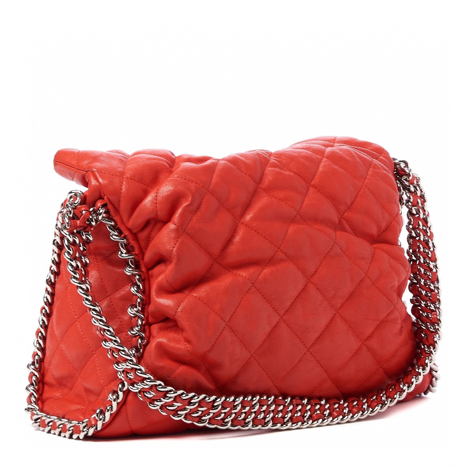 Chanel Washed Lambskin Chain Around Hobo Red — view 2