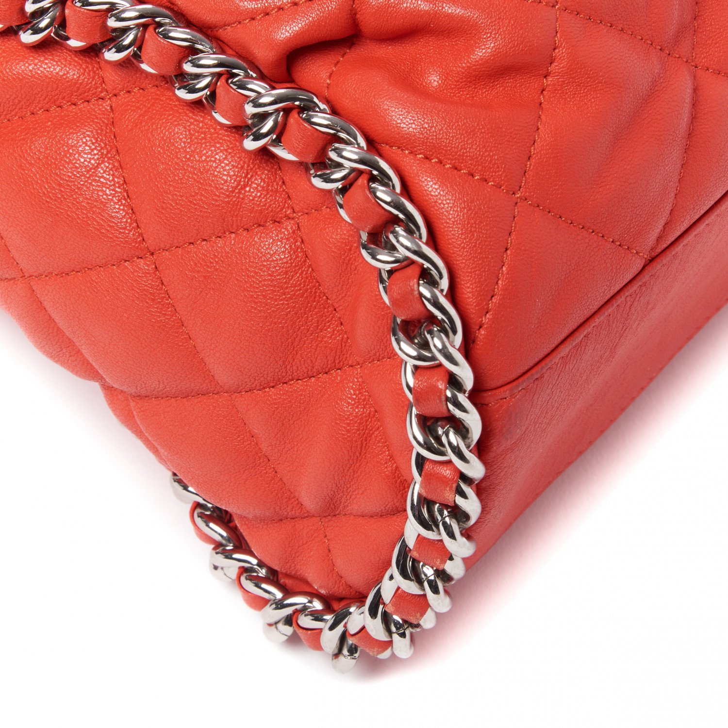 Chanel Washed Lambskin Chain Around Hobo Red — view 5