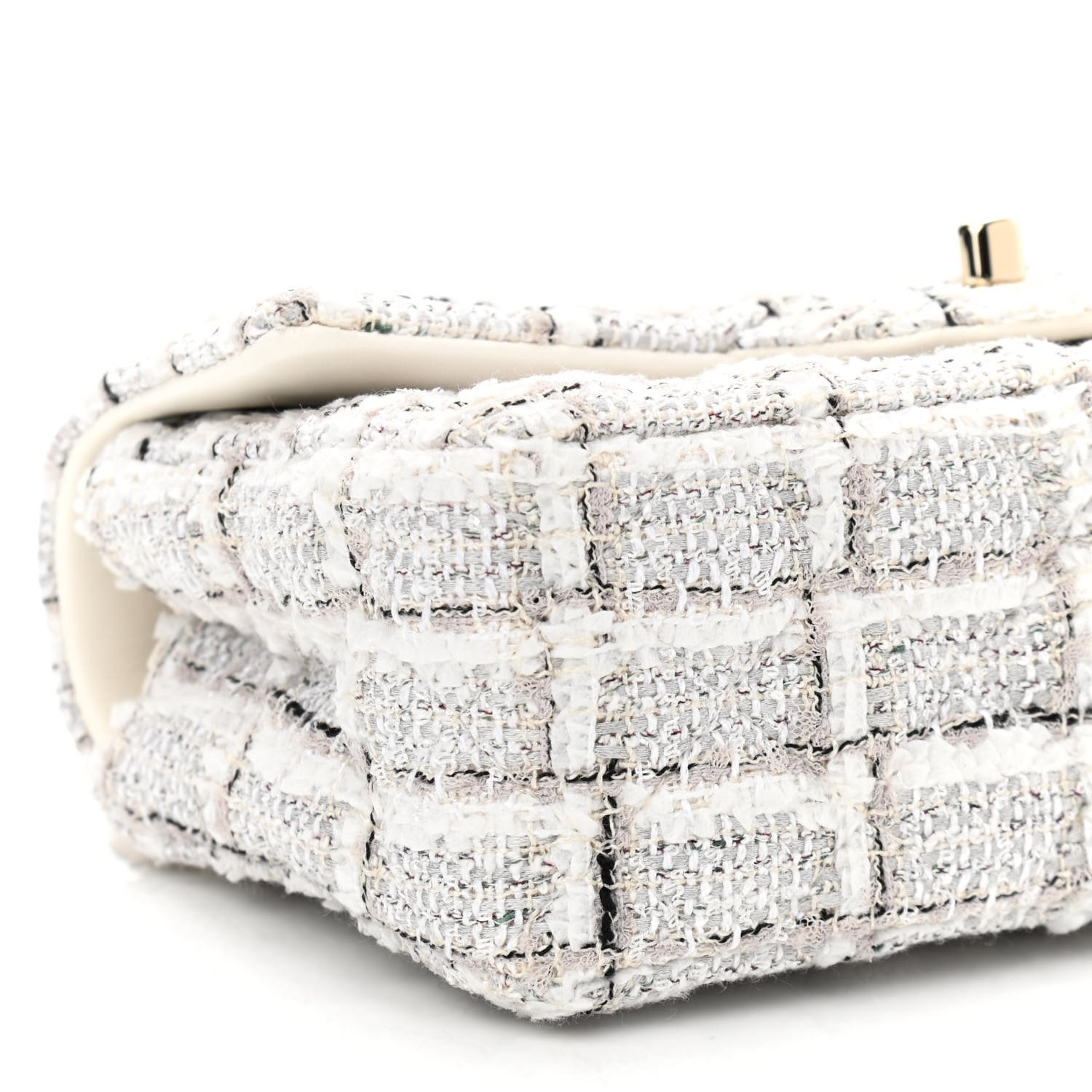 Chanel Tweed Quilted Mini Rectangular Flap White Grey — view 5