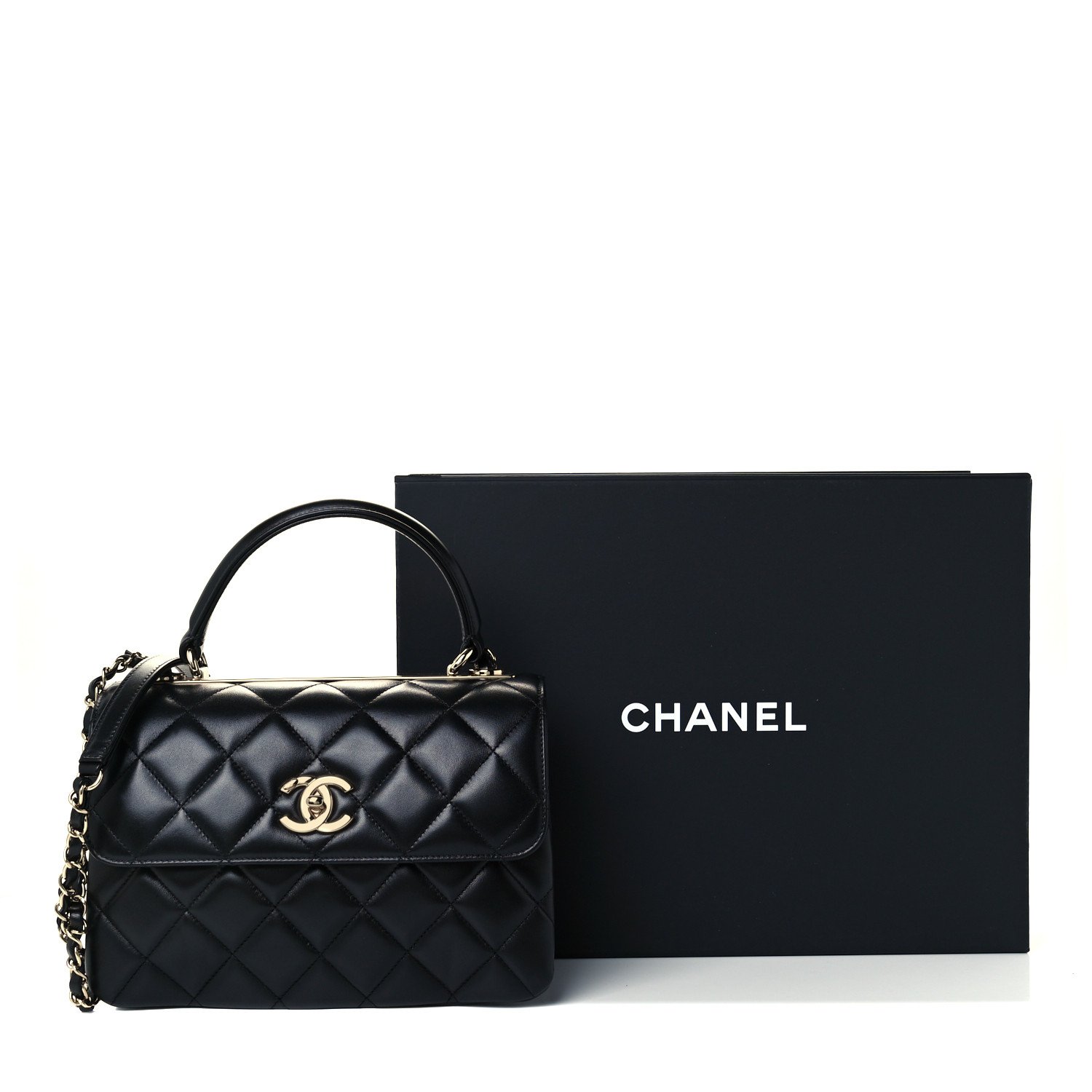 Chanel Lambskin Quilted Small Trendy CC Dual Handle Flap Bag Black