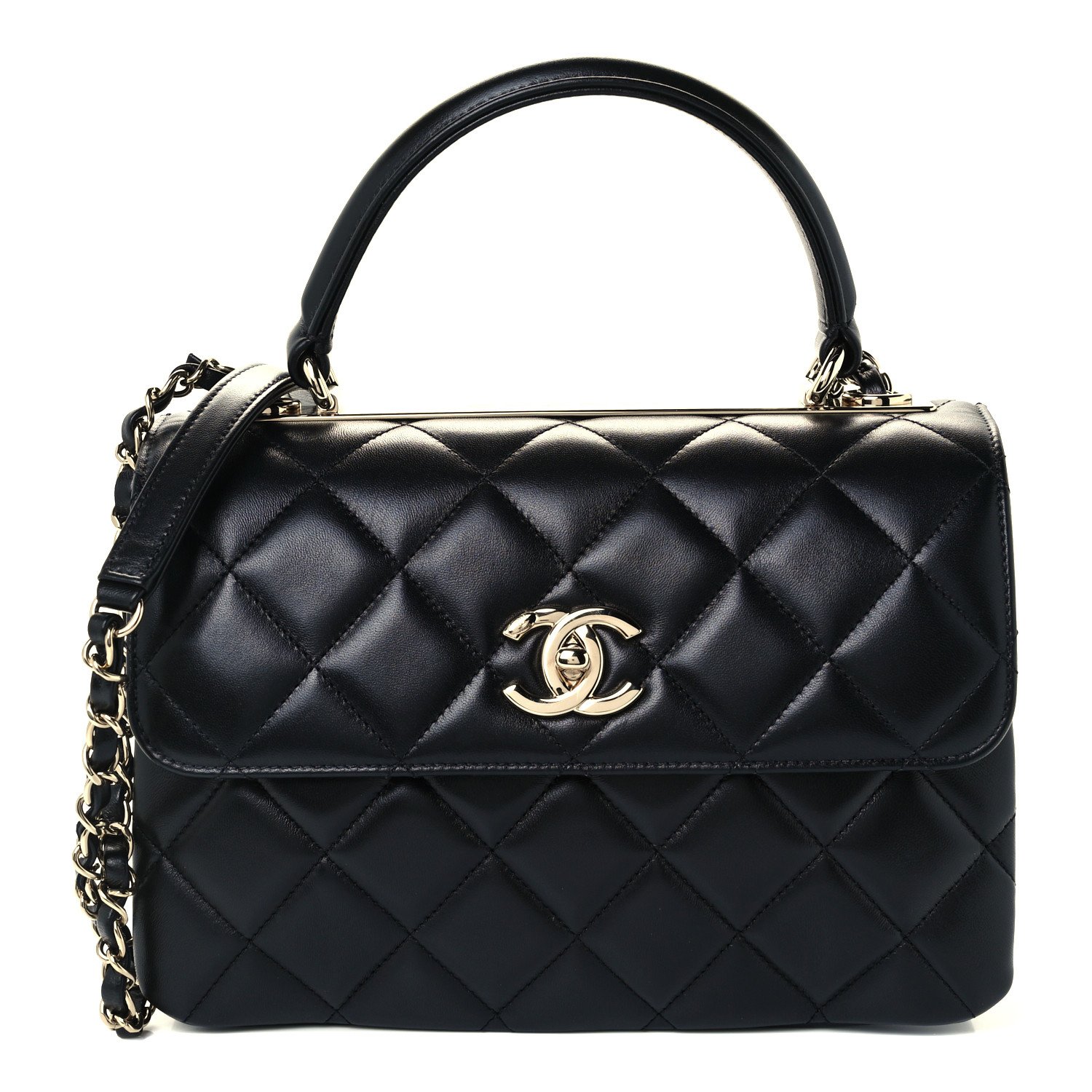 Chanel Lambskin Quilted Small Trendy CC Dual Handle Flap Bag Black — view 2