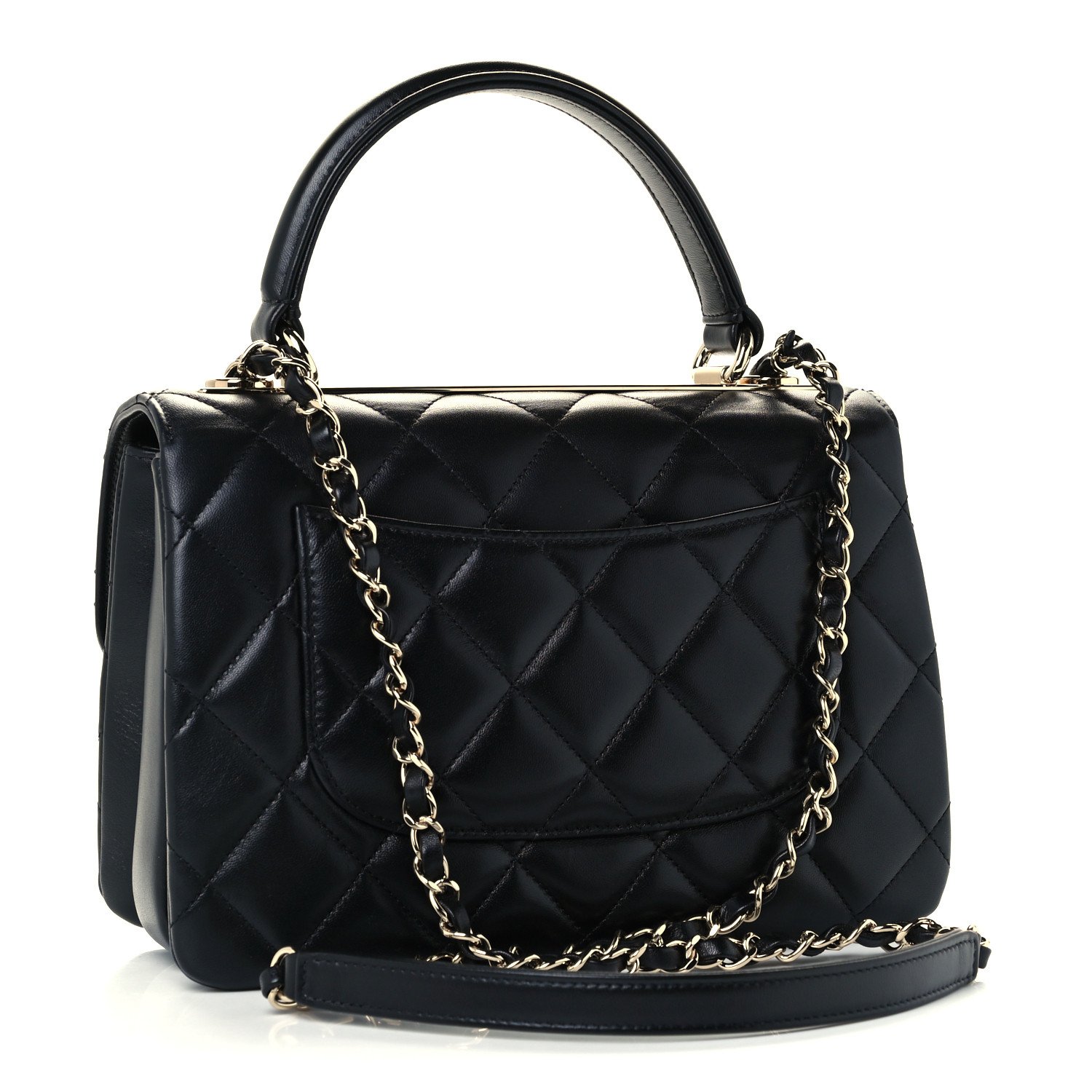 Chanel Lambskin Quilted Small Trendy CC Dual Handle Flap Bag Black — view 3
