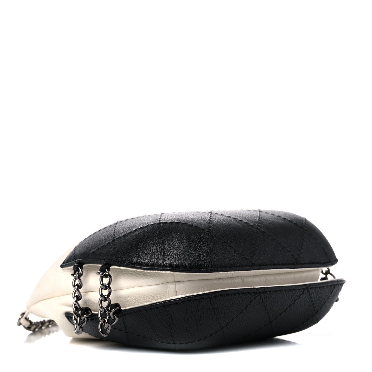 Chanel Aged Calfskin Quilted Small Gabrielle Bucket White Black — view 3