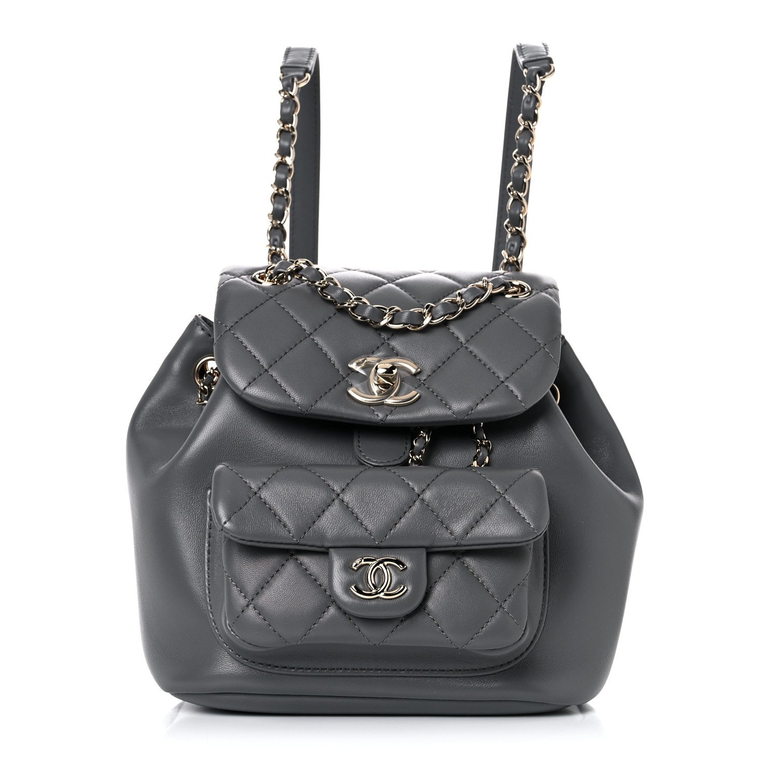 Chanel Lambskin Quilted Small Duma Drawstring Backpack Grey — view 2