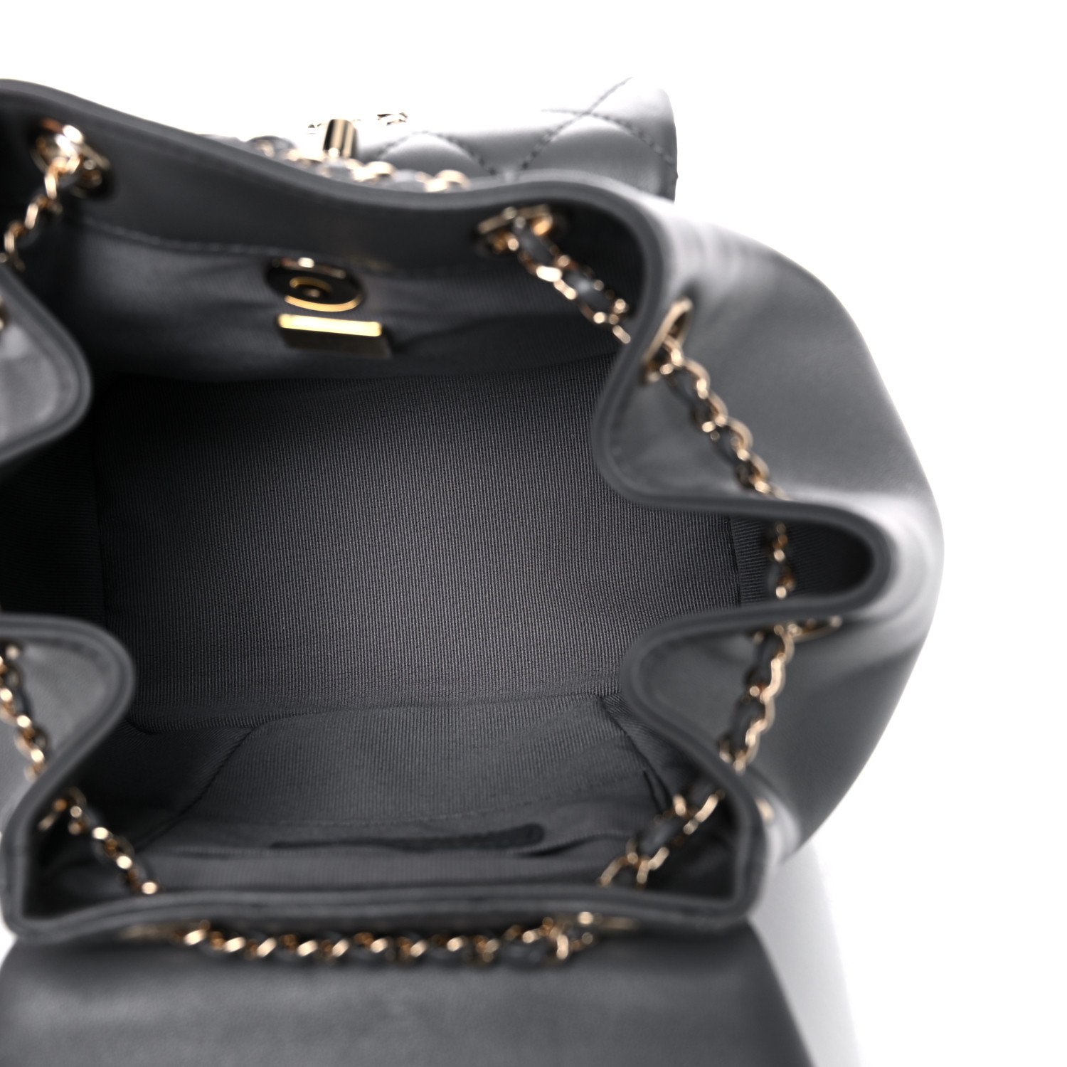 Chanel Lambskin Quilted Small Duma Drawstring Backpack Grey — view 5