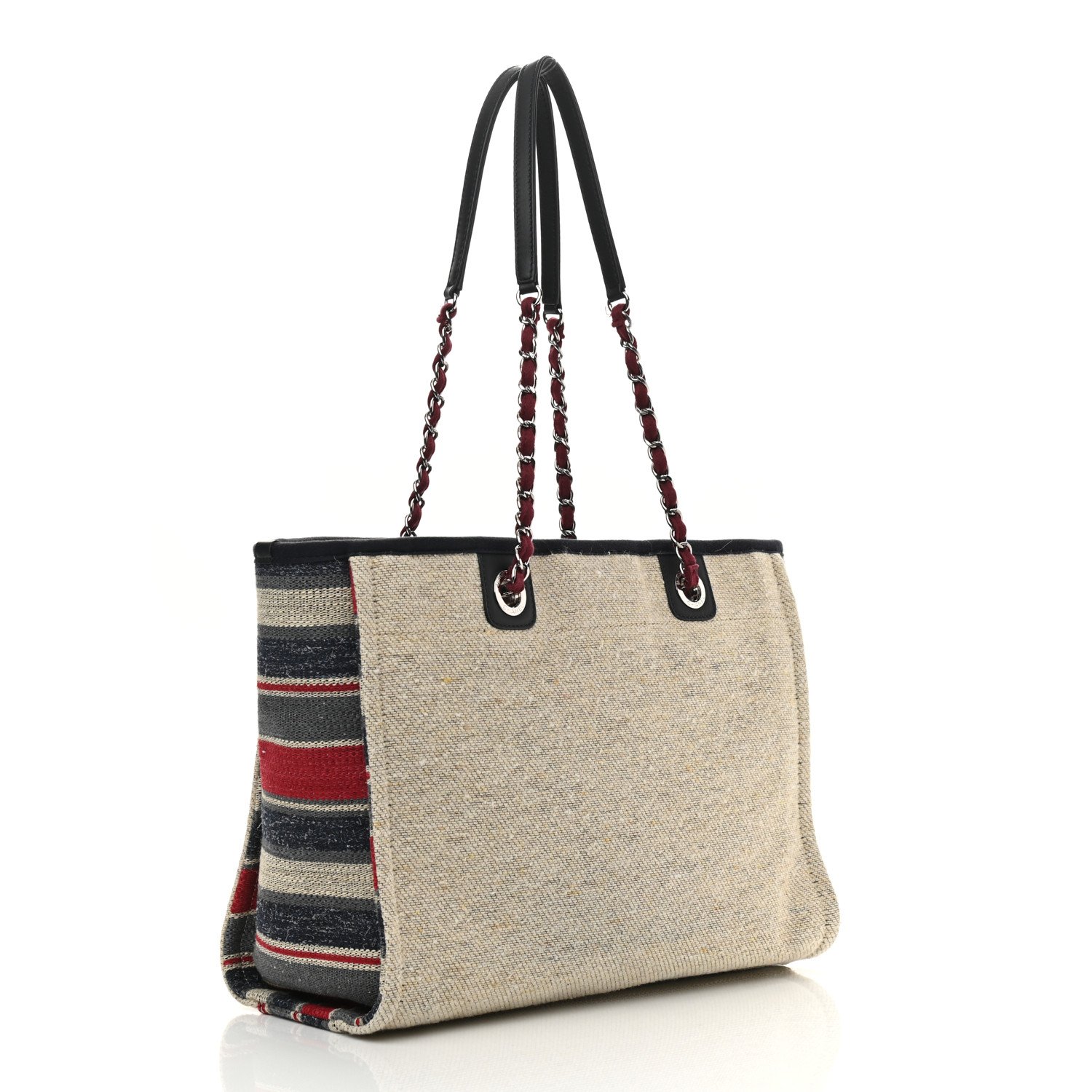 Chanel Striped Canvas Small Deauville Tote Beige — view 3
