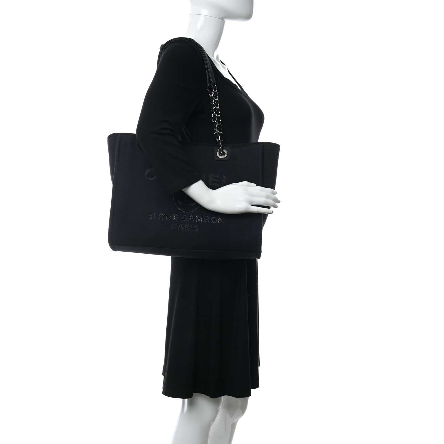 Chanel Mixed Fibers Small Deauville Tote Black — view 4