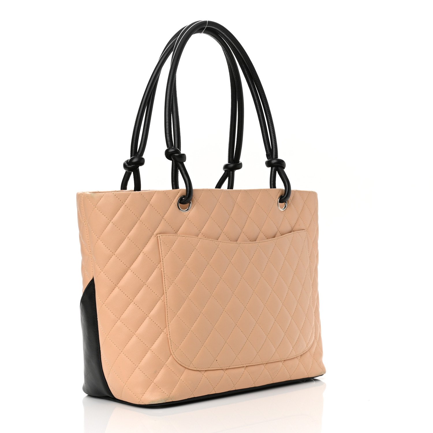 Chanel Calfskin Quilted Large Cambon Tote Beige Black — view 2