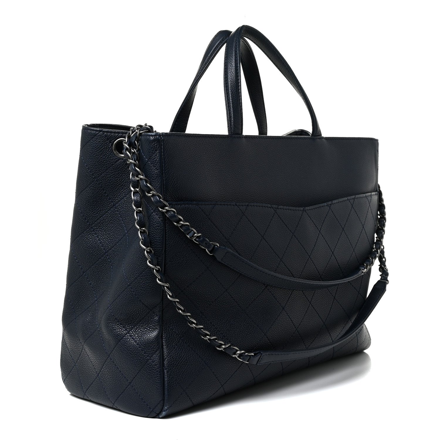 Chanel Caviar Large Shopping Tote Navy — view 2