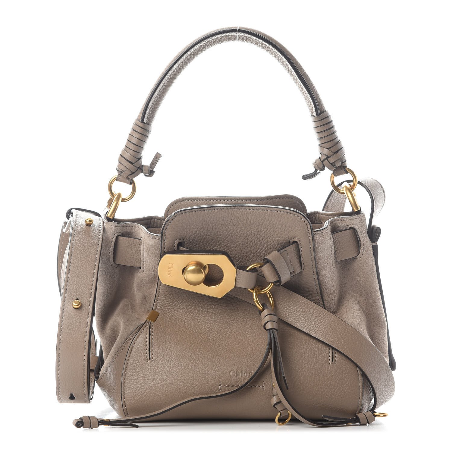 Chloe Suede Calfskin Small Owen Bucket Bag Motty Grey