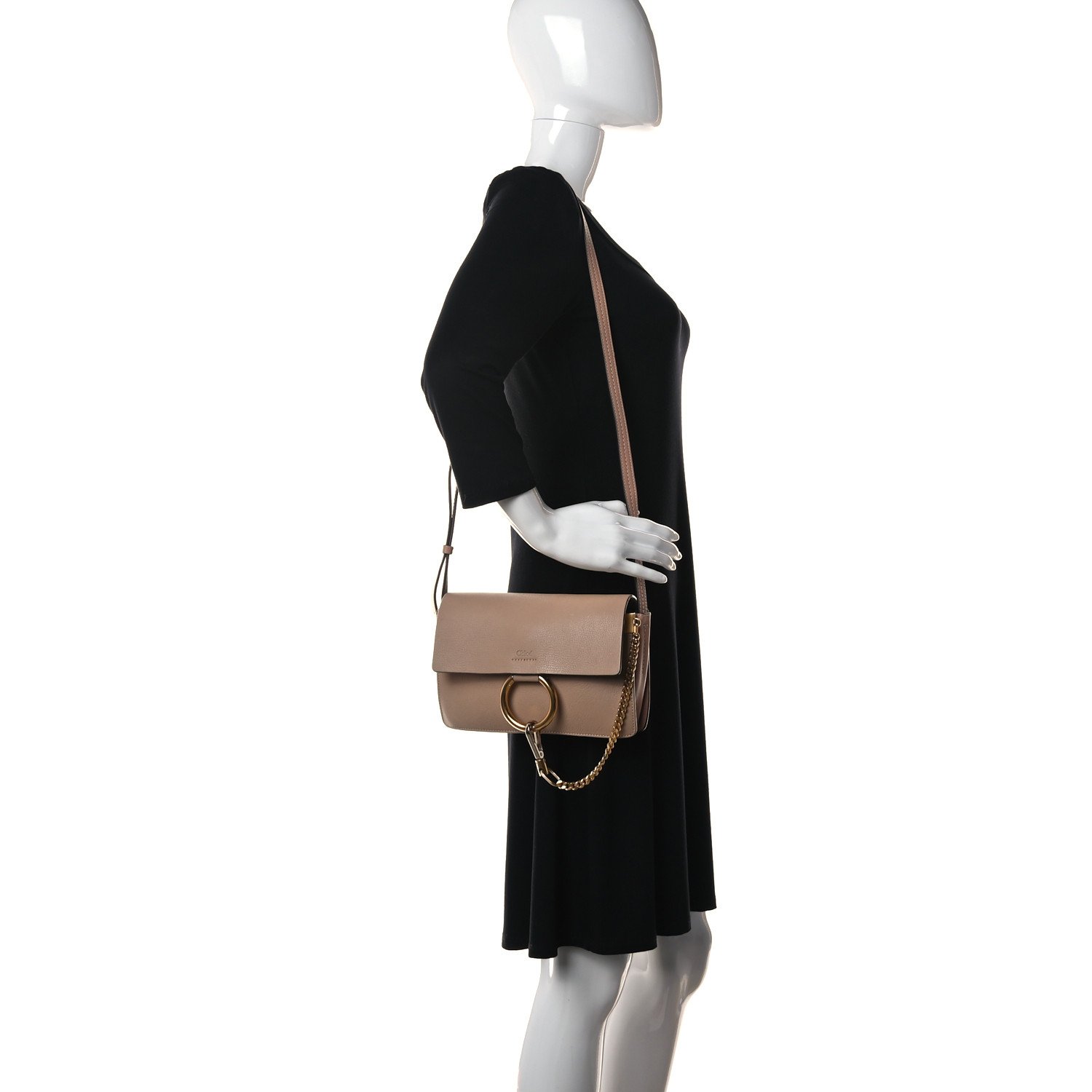 Chloe Goatskin Small Faye Shoulder Bag Biscotti Beige — view 4